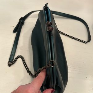 Hunter green leather Coach shoulder bag with dust bag
